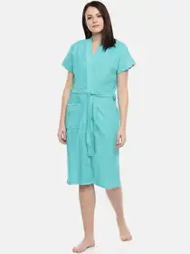 Women Solid Cotton Bath Robe