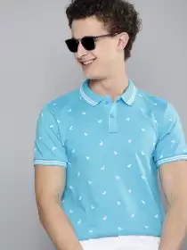 Men Printed Polo Collar Pure Cotton T-shirt