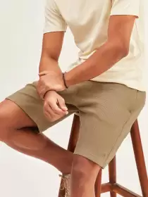 Men Textured Cotton Shorts