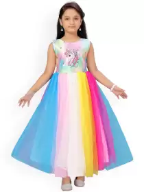 Girls Unicorn Print Maxi Dress