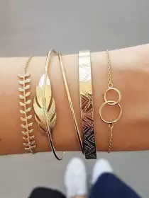 Women Set Of 5 Cuff Bracelets - image 2