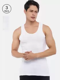 Men Pack Of 3 Solid Pure Cotton Hutch RN Innerwear Vests