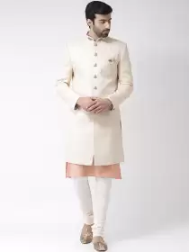 Men Woven Design Sherwani Set