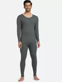 Men Solid Cotton Thermal Set