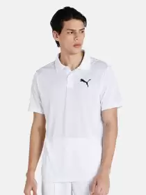 Men White Polo Collar T-shirt