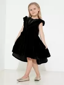 Girls Solid Velvet Dress