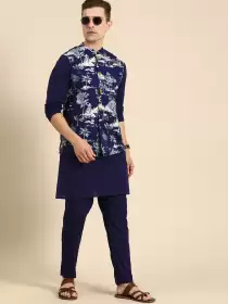 Men Printed Kurta with Trousers