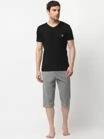 Men Solid Night suit