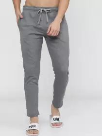 Men Grey Solid Track Pants