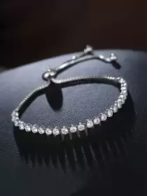 Women Crystals Silver-Plated Charm Bracelet