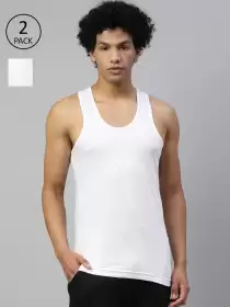 Men Pack Of 2 Solid Pure Cotton Gym Vest