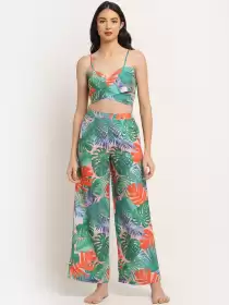 Women Green Printed Beach Wear