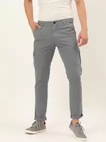 Men Solid Cargos Trousers