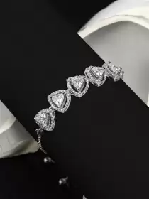 Women American Diamond Rhodium-Plated Wraparound Bracelet