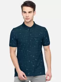 Men Printed Bio Finish Polo Collar Pockets T-shirt