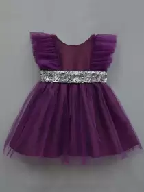 Girls Solid Fit & Flare Dress