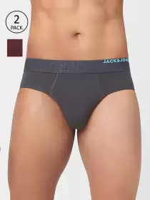 Men Pack Of 2 Solid Cotton Basic Briefs