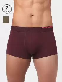 Men Pack Of 2 Solid Cotton Trunks