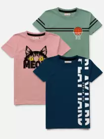 Boys Pack Of 3 Printed T-shirt