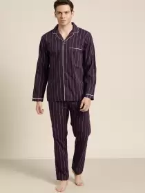 Men Cotton Striped Pyjama Set