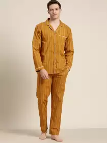 Men Cotton Striped Pyjama Set