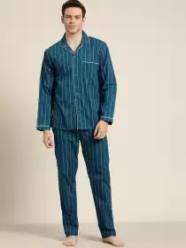 Men Cotton Striped Pyjama Set