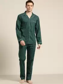 Men Cotton Striped Pyjama Set