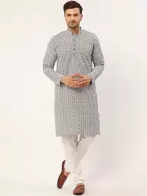 Men Embroidered Kurta with Churidar