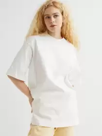 Women White Wide T-shirt