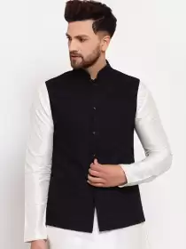 Men Chikankari Embroidered Design Nehru Jacket