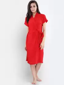 Women Solid Bath Robe