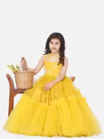 Girls Embellished Net Maxi Dress