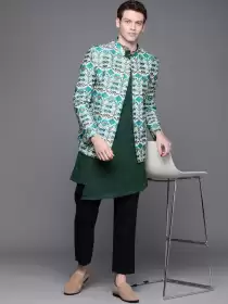 Men Printed Bandhgala Blazer