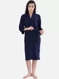 Women Solid Bath Robe