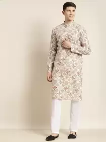 Men Printed Kurta with Churidar