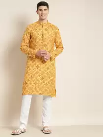 Men Printed Kurta with Churidar
