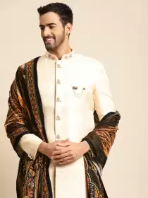 Men Woven Design Sherwani