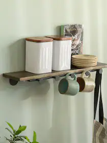 ellementry Wooden Wall Shelf with Hooks