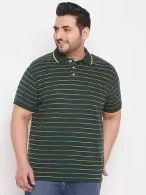 Men Striped Polo Collar T-shirt