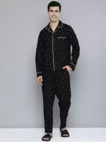 Men Printed Cotton Night suit