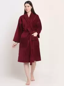 Women Solid Bath Robe