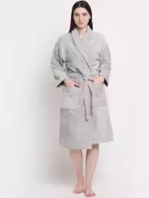 Women Solid Bath Robe