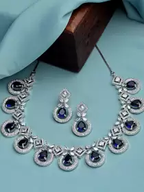 Women Silver-Plated &  AD-Stone Studded Jewellery Set