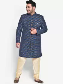 Men Self Design Set Sherwani
