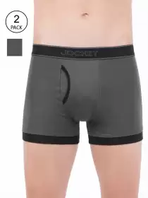 Men Pack Of 2 Solid Pure Cotton Boxer Style Briefs