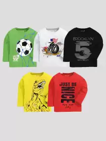 Boys Typography Printed Applique T-shirt