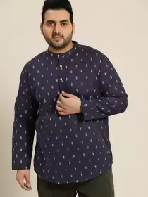 Plus Size Men Printed Kurta