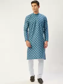 Men Printed Kurta with Pyjamas