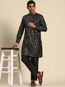 Men Printed Kurta with Trousers