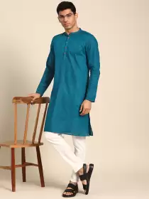 Men Printed Cotton Kurta Set